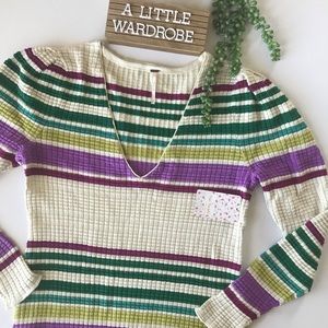 NWT! Free People Gidget Ivory Stripe Sweater Dress